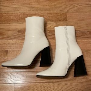 White patent leather booties!